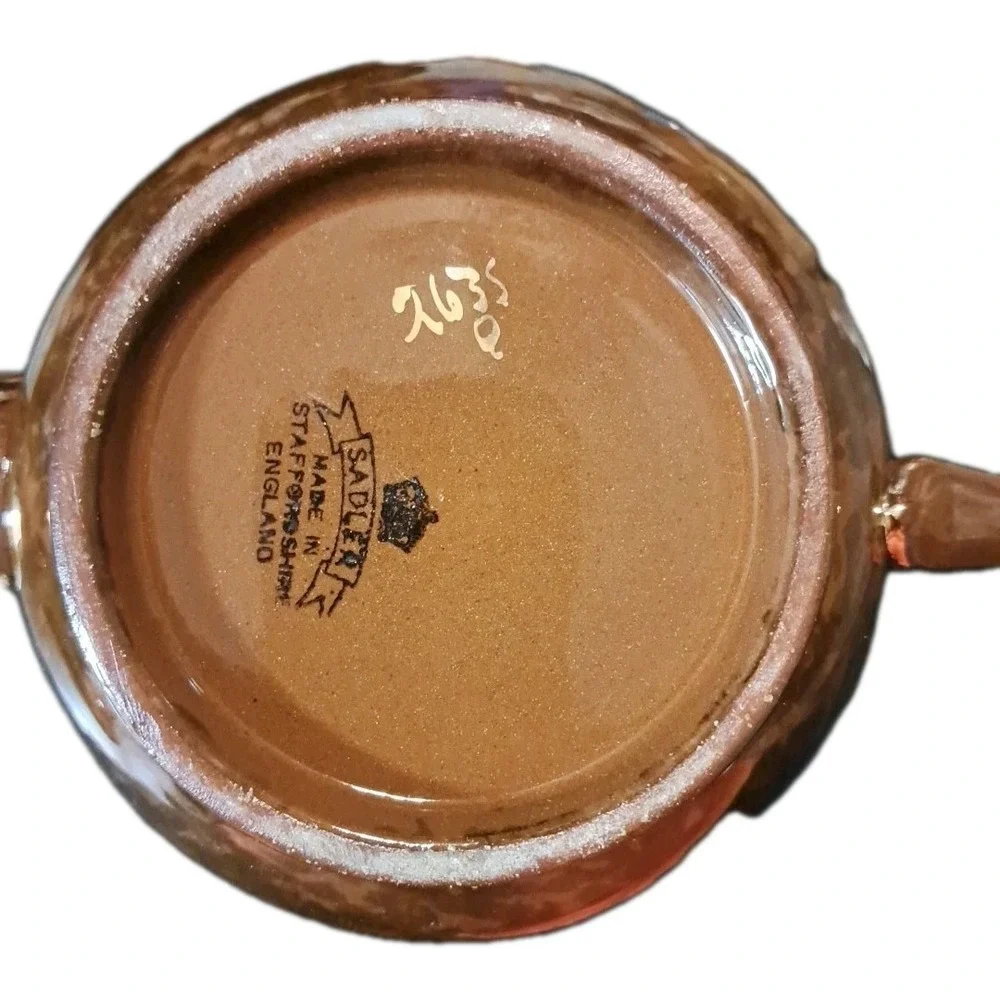 Vintage Sadler Staffordshire England Porcelain Teapot Greek Design Brown Green‎